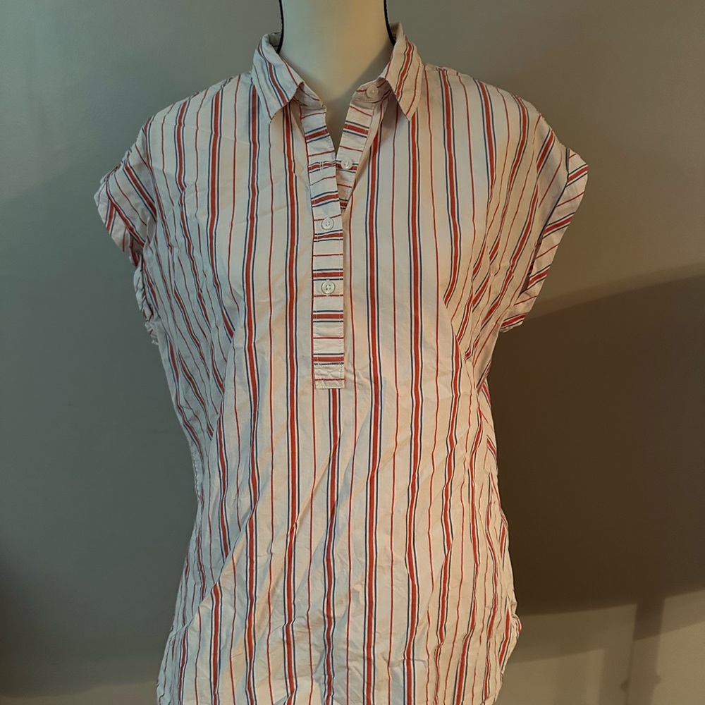 Abercrombie & Fitch Red White & Blue Striped Button Down Top coastal women’s L